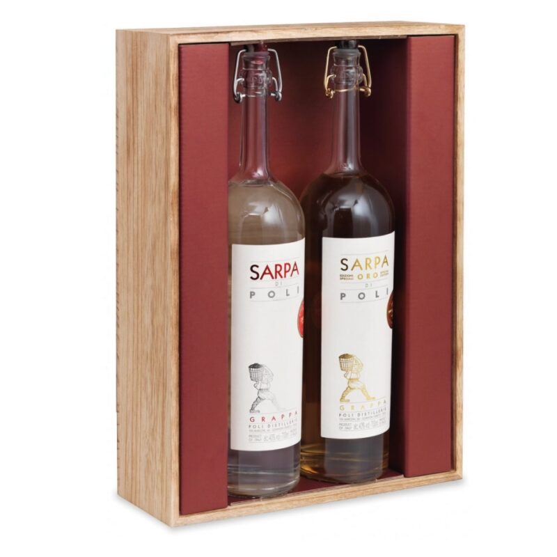 Grappa Sarpa e Sarpa Oro Poli (Cassa in Legno)