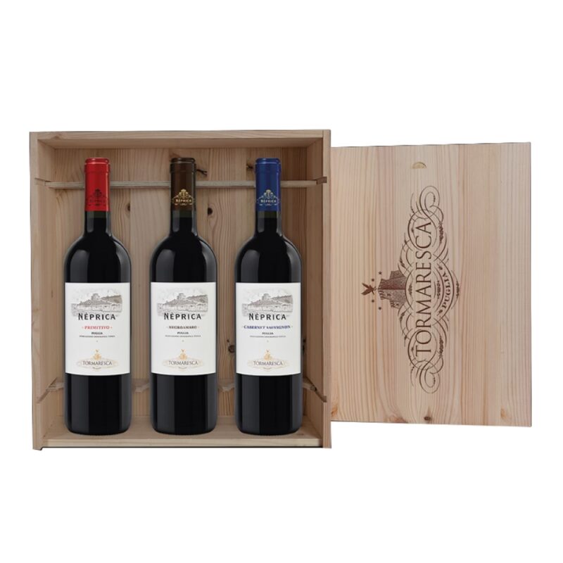 Tormaresca Cassa in Legno 3 Bottiglie Neprica Marchesi Antinori