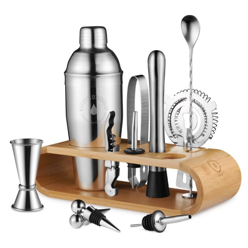 Set Barman 11 pezzi Base Legno Mazzetti d'Altavilla