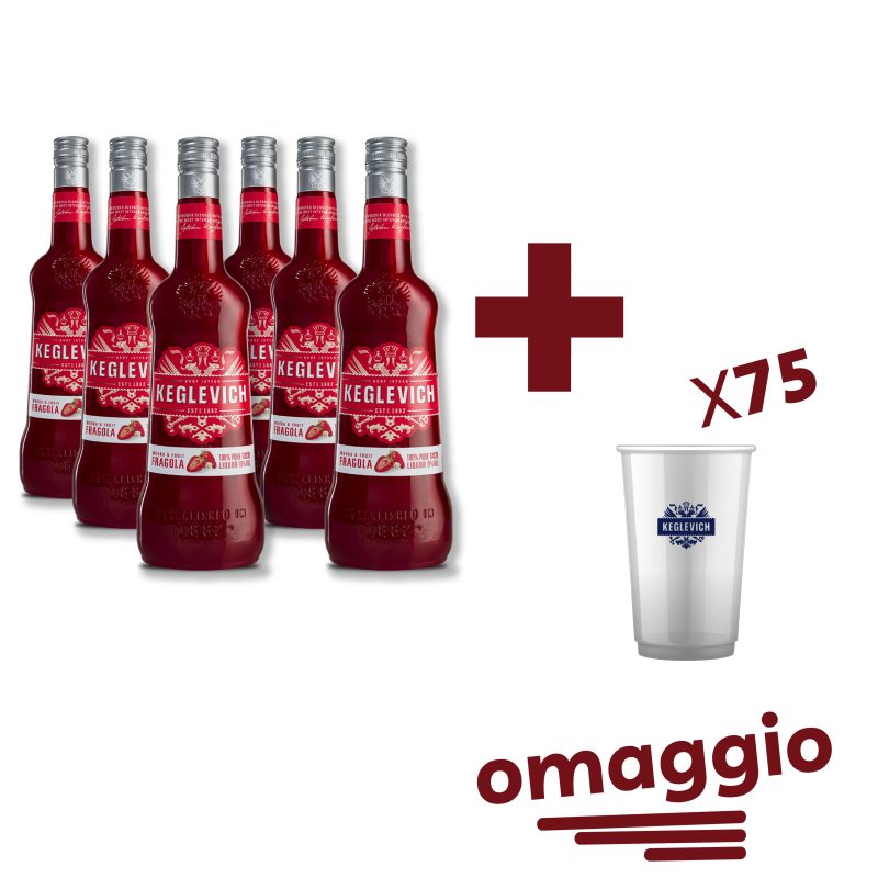 Vodka Keglevich Fragola 1L + OMAGGIO 75 Bicchieri Cocktail