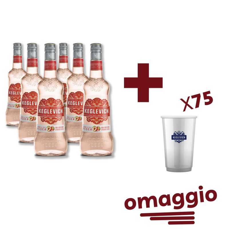 Vodka Keglevich Pesca 1L + OMAGGIO 75 Bicchieri Cocktail